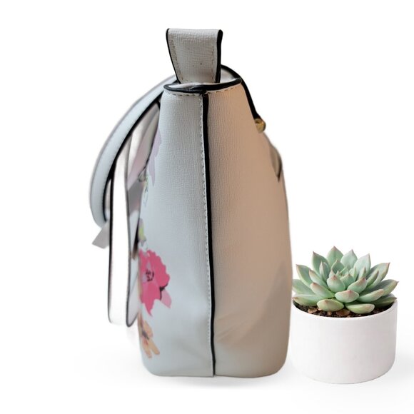 NWT Adrienne Vittadini Watercolor Floral Medium Tote | White Floral Bag - Picture 3 of 12